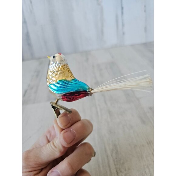 Antique Mercury glass bird clip ornament rainbow Xmas tree - Picture 4 of 8